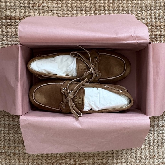 Miu Miu Brown Suede Boat Shoes / Moccasins - Picture 6 of 7